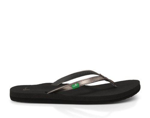 Női Strandpapucs - Sanuk Yoga Joy Metallic - Sanuk Fekete / Arany Cipő SUKNRE264